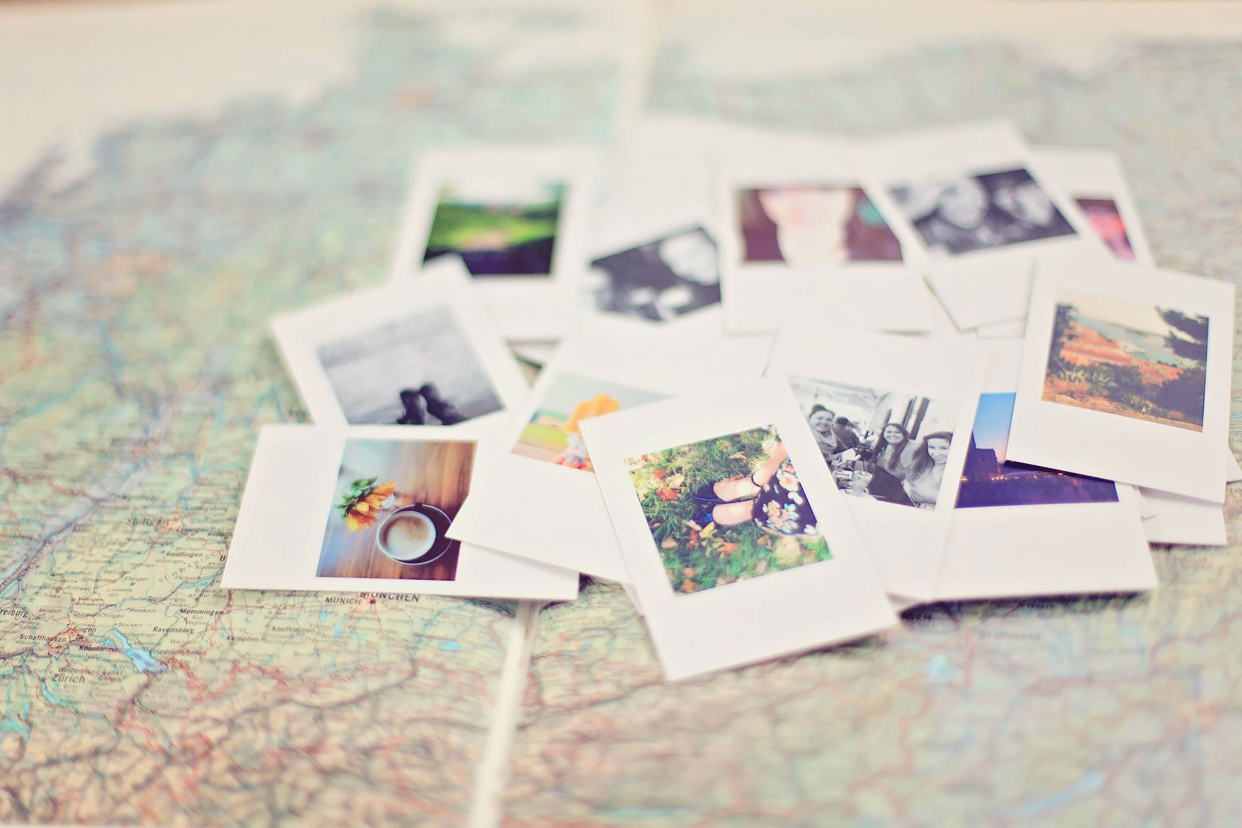 close of polaroid pictures